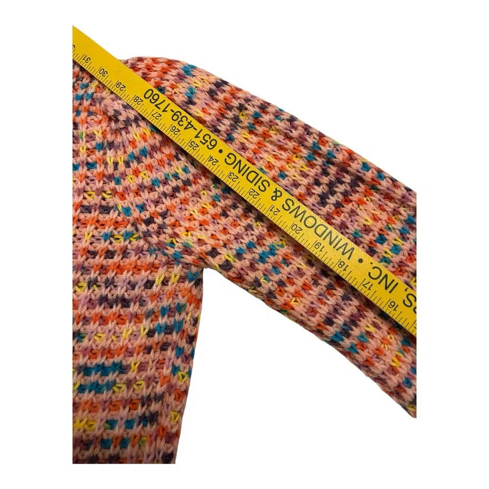 Anthropologie Dear John Womens Pullover Sweater Pink Multi Long Puff Sleeve Lrg